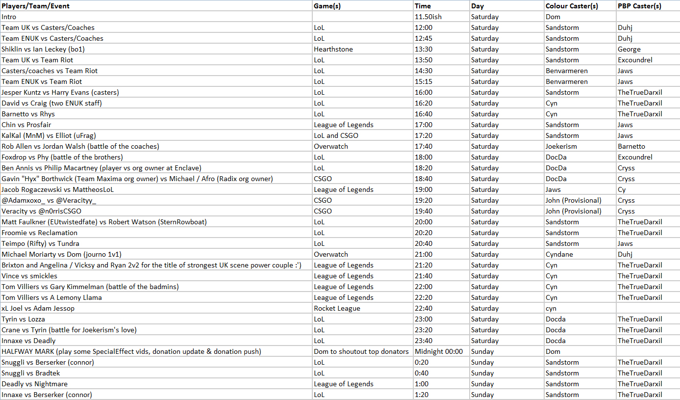 24 hour schedule